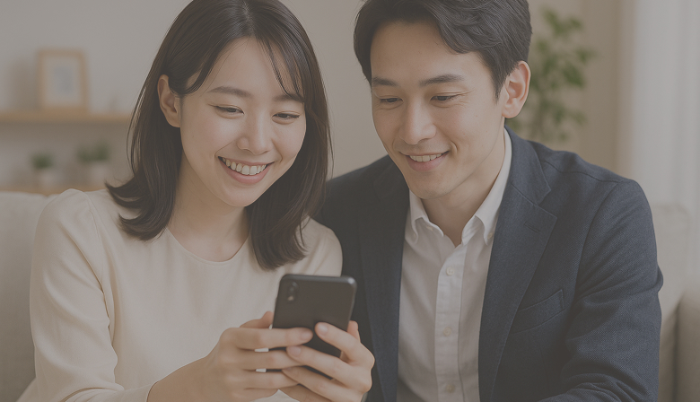 女性がスマートフォンを触っている様子