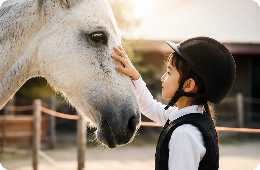馬と心を通わせながら、かけがえのない時間を過ごす子ども｜Baby-J Sports